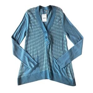 NWT Free People Blue Willow Caroline Metallic Cardigan |  L (small flaws)